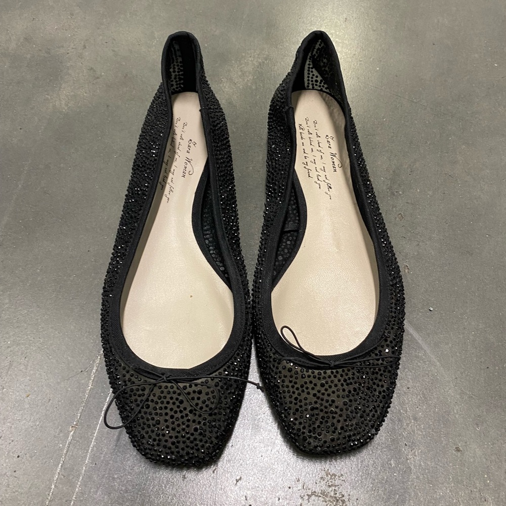 Zara Black Jewel flats 37 / 6.5